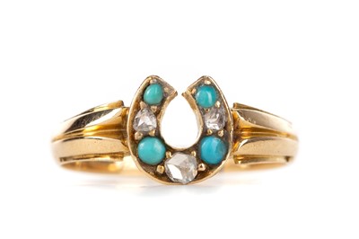 Lot 1159 - TURQUOISE AND DIAMOND RING