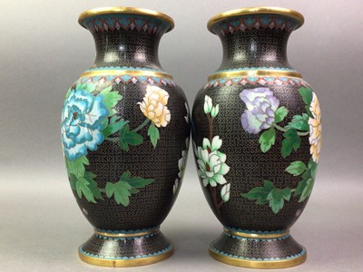 Lot 25 - PAIR OF CHINESE CLOISONNE ENAMEL VASES