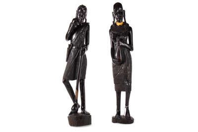 Lot 83 - TWO MASAI CARVED WOOD FIGURES