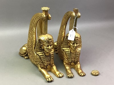 Lot 118 - PAIR OF REPRODUCTION FRENCH EMPIRE STYLE ANDIRONS