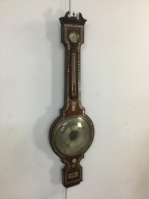 Lot 677 - VICTORIAN ROSEWOOD WHEEL BAROMETER AND THERMOMETER