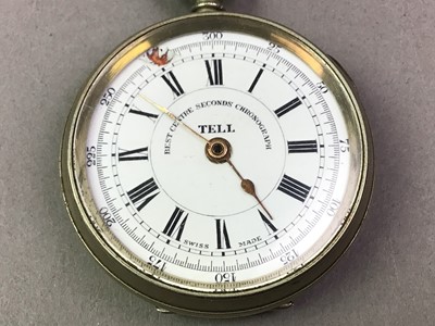 Lot 81 - TELL 'BEST CENTRE SECONDS CHRONOGRAPH' POCKET WATCH