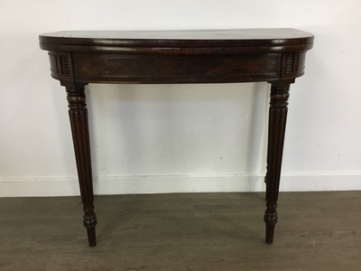 Lot 37 - GEORGE IV MAHOGANY D SHAPED FOLD OVER CARD TABLE