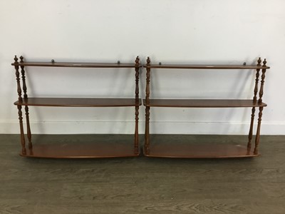 Lot 54 - PAIR OF MAHOGANY HANGING WALL SHELVES