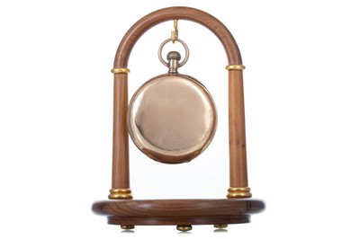 Lot 803 - NINE CARAT GOLD POCKET WATCH ON STAND