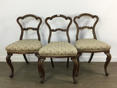 Lot 63 - THREE VICTORIAN WALNUT SINGLE CHAIRS