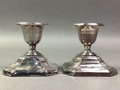 Lot 57 - PAIR OF PLATED CANDLESTICKS