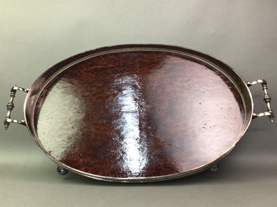 Lot 112 - SILVER PLATE AND BIRDSEYE MAPLE OVAL TRAY