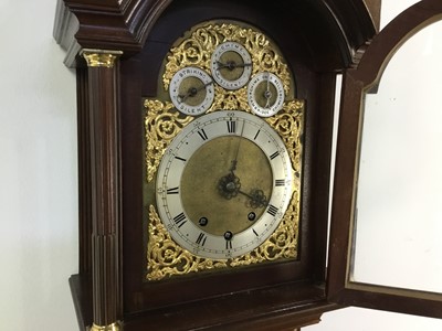 Lot 620 - MAHOGANY GRANDMOTHER CLOCK