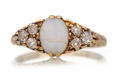 Lot 1133 - OPAL AND DIAMOND RING