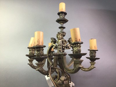 Lot 297 - REPRODUCTION GILT METAL CANDELABRUM OF ROCOCO DESIGN