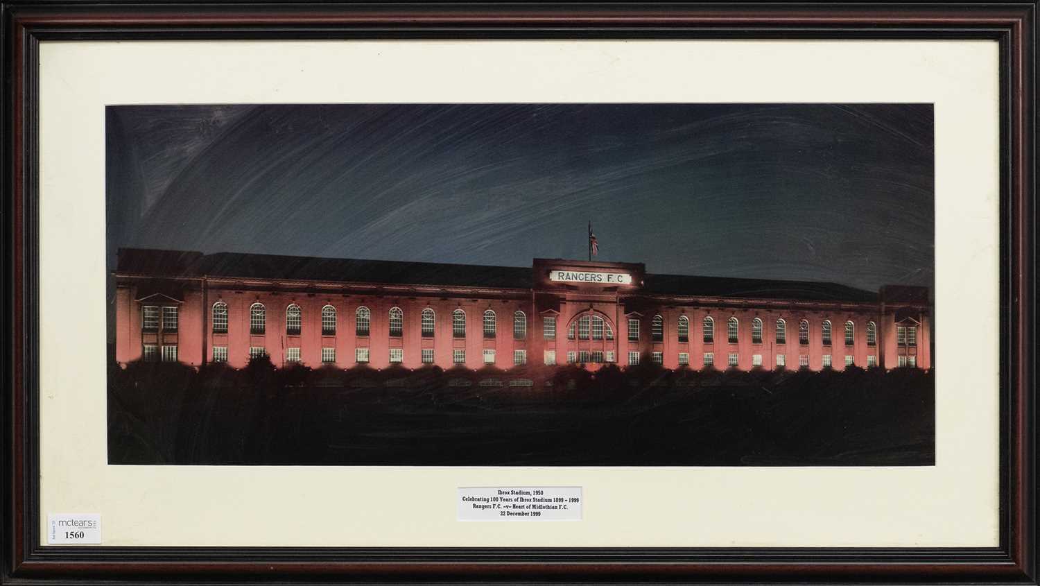 Lot 1560 - RANGERS F.C., 100 YEARS OF IBROX STADIUM PICTURE AND INVITE
