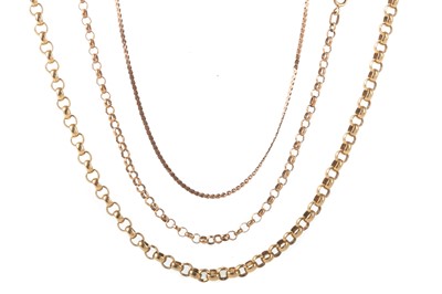 Lot 1192 - GROUP OF GOLD CHAINS