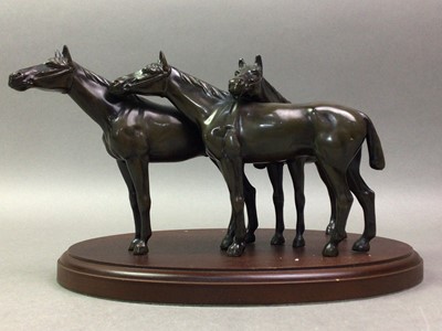 Lot 392 - BRONZED SPELTER FIGURE GROUP OF THREE HORSES