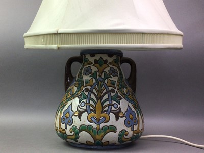 Lot 393 - STUDIO POTTERY LAMP OF ART NOUVEAU DESIGN