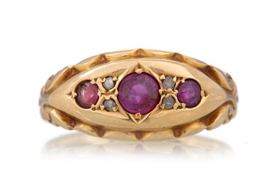 Lot 1204 - VICTORIAN RUBY AND DIAMOND RING