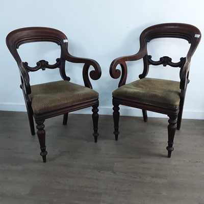 Lot 424 - PAIR OF VICTORIAN MAHOGANY ELBOW CHAIRS