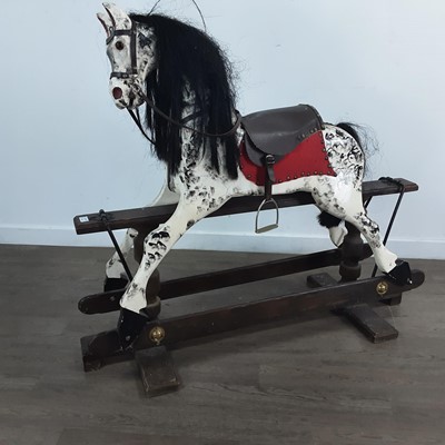 Lot 436 - CHILD'S DAPPLE WHITE ROCKING HORSE