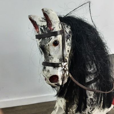 Lot 436 - CHILD'S DAPPLE WHITE ROCKING HORSE