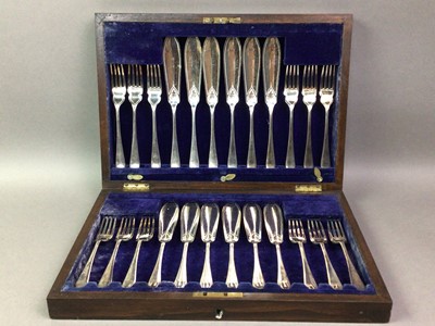 Lot 429 - OAK CASED SET OF FISH KNIVES AND FORKS