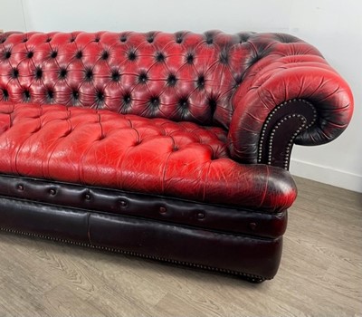 Lot 399 - OXBLOOD CHESTERFIELD THREE PIECE SUITE