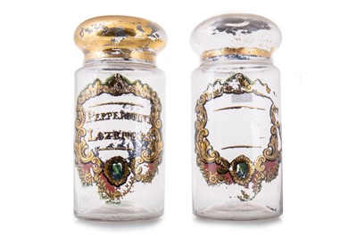 Lot 838 - PAIR OF VICTORIAN GLASS SWEET JARS