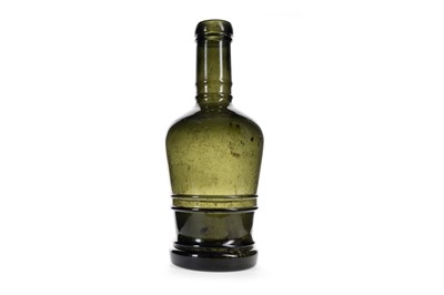 Lot 839 - FRENCH MOULD-BLOWN GREEN GLASS SPIRIT BOTTLE