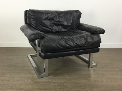 Lot 282 - PIEFF MANDARIN BLACK LEATHER THREE SEAT SETTEE
