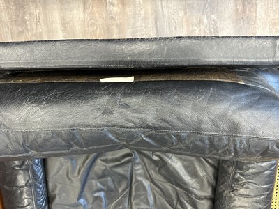 Lot 282 - PIEFF MANDARIN BLACK LEATHER THREE SEAT SETTEE