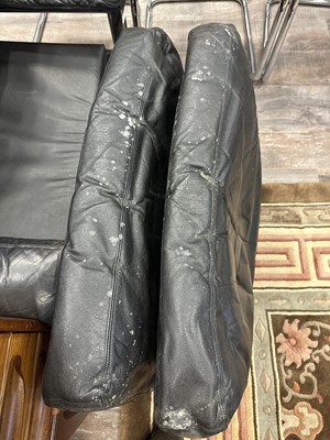 Lot 282 - PIEFF MANDARIN BLACK LEATHER THREE SEAT SETTEE