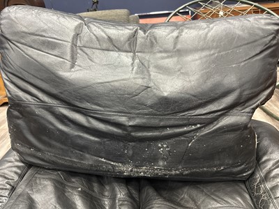 Lot 282 - PIEFF MANDARIN BLACK LEATHER THREE SEAT SETTEE