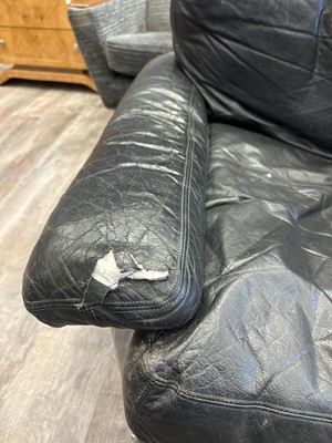 Lot 282 - PIEFF MANDARIN BLACK LEATHER THREE SEAT SETTEE