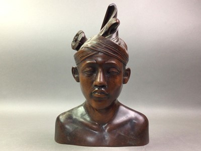 Lot 474 - BURMESE CARVED WOOD BUST