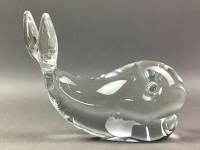 Lot 487 - TWO SWEDISH GLASS WHALE FIGURES