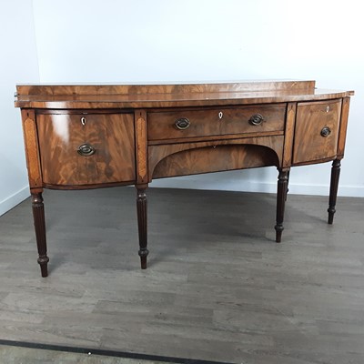 Lot 846 - WILLIAM IV MAHOGANY BARREL FRONT SIDEBOARD