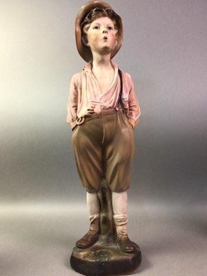 Lot 521 - PAINTED PLASTER FIGURE OF THE WHISTLING BOY