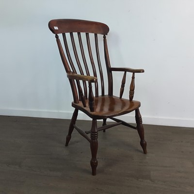 Lot 204 - VICTORIAN ASH AND ELM WINDSOR STYLE ARMCHAIR