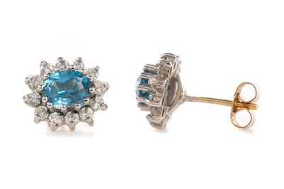 Lot 1250 - PAIR OF TOPAZ AND DIAMOND EARRINGS