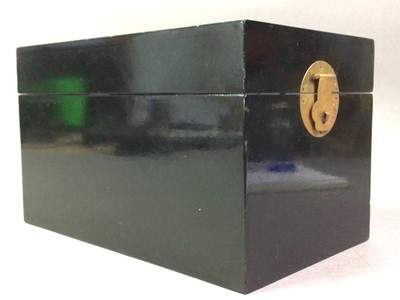 Lot 590 - CHINESE BLACK LACQUERED BOX AND OTHERS