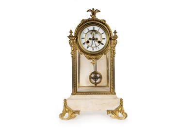 Lot 661 - FRENCH ORMOLU AND WHITE MARBLE MANTEL CLOCK