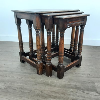 Lot 388 - OAK NEST OF THREE TABLES