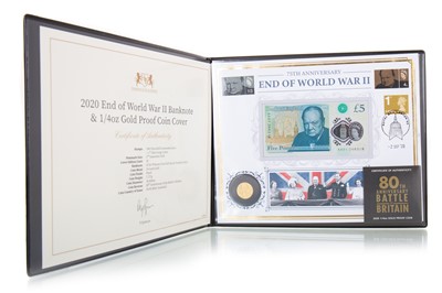 Lot 18 - END OF WORLD WAR II BANKNOTE AND 1/4oz GOLD PROOF COIN COVER