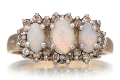 Lot 1257 - OPAL AND DIAMOND RING