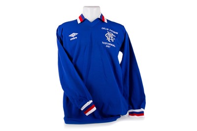 Lot 1594 - DEREK JOHNSTONE OF RANGERS F.C., COLIN JACKSON TESTIMONIAL JERSEY