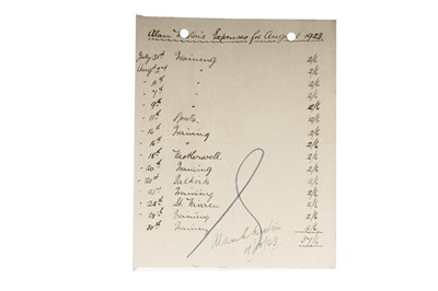 Lot 1602 - ALAN MORTON OF RANGERS F.C., SIGNED TRAVEL EXPENSES CLAIM