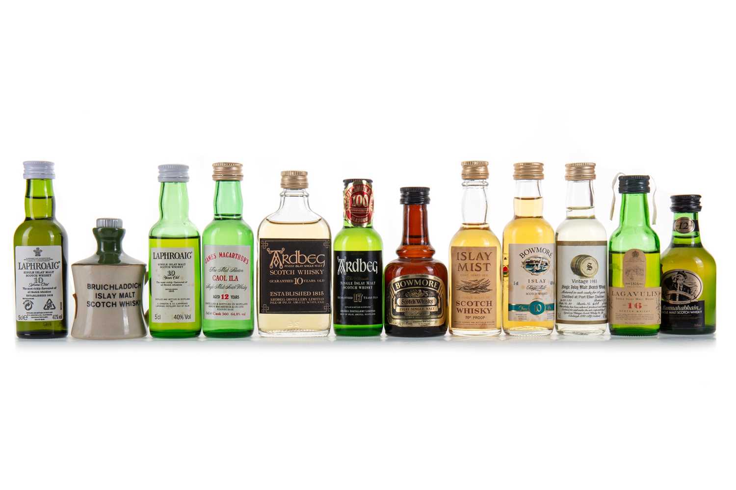 Lot 49 - 12 ASSORTED ISLAY WHISKY MINIATURES