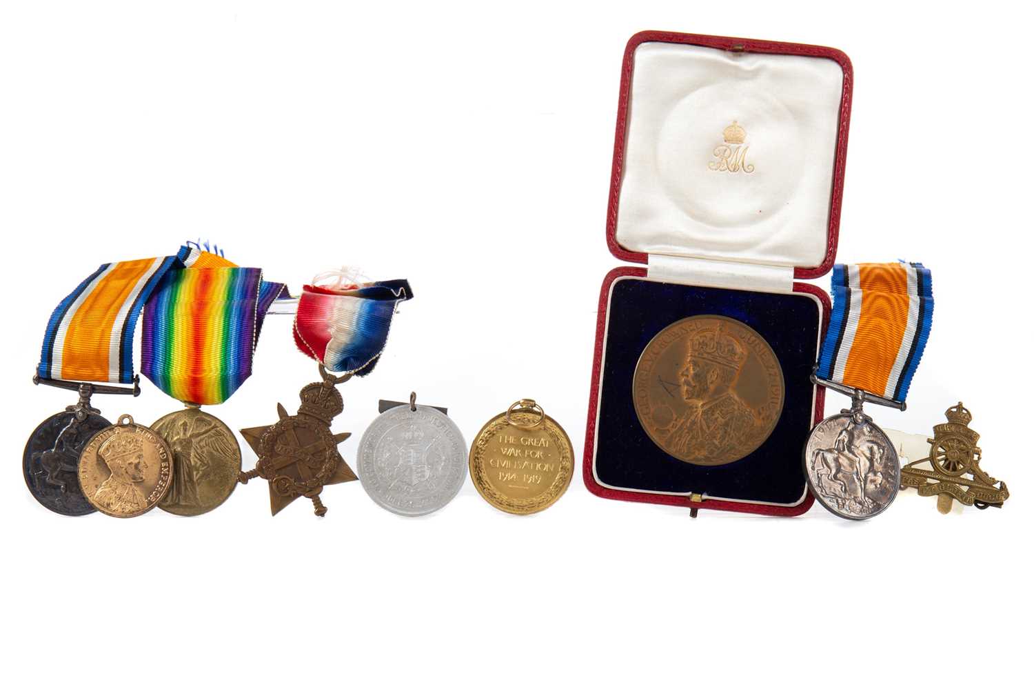 Lot 144 - FIVE WWI SERVICE MEDALS