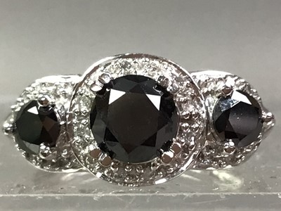 Lot 48 - TWO BLACK MOISSANITE AND DIAMOND RINGS