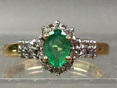 Lot 50 - EMERALD AND DIAMOND CLUSTER RING