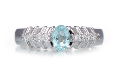 Lot 416 - AQUAMARINE AND DIAMOND RING